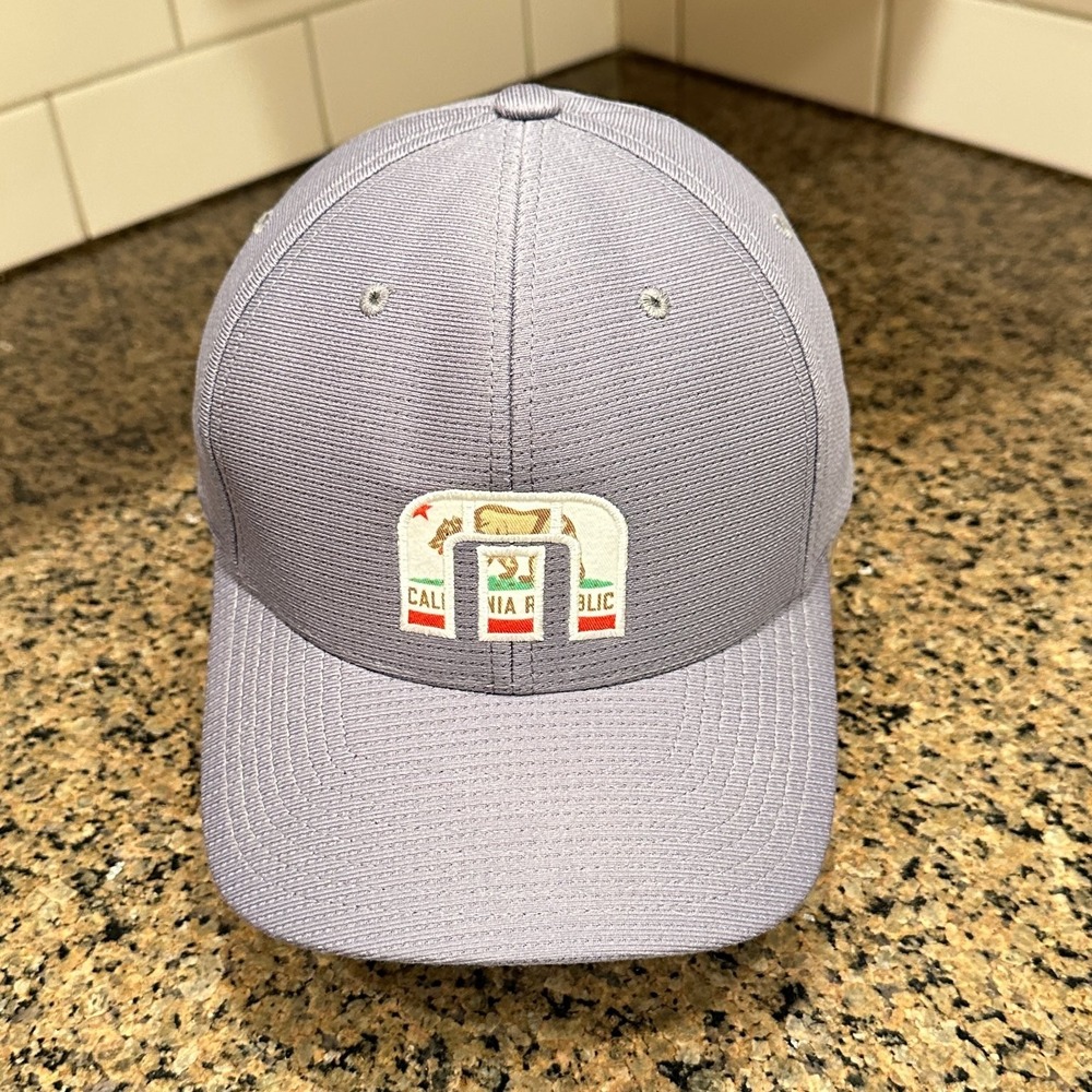TravisMathew Hat Flexfit S-M Grey California Republic Bear Flag Baseball Cap